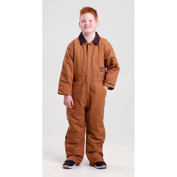 Berne Youth Insulated Softstone Bib Coverall, Brown Duck Small